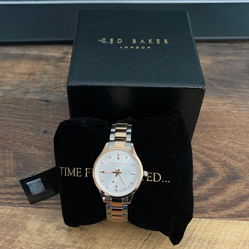 Ted Baker Silver and Rose Gold Stainless Steel Watch
